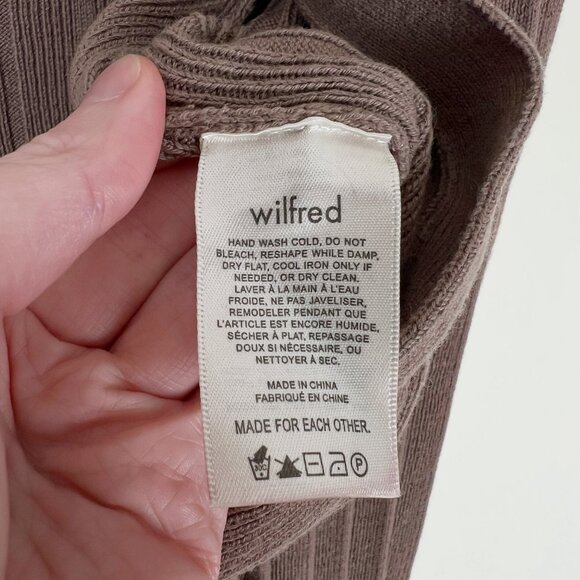 Aritzia Wilfred Merino Wool Plunge Front Cardigan Cropped V-Neck Ribbed Sweater - Picture 4 of 14